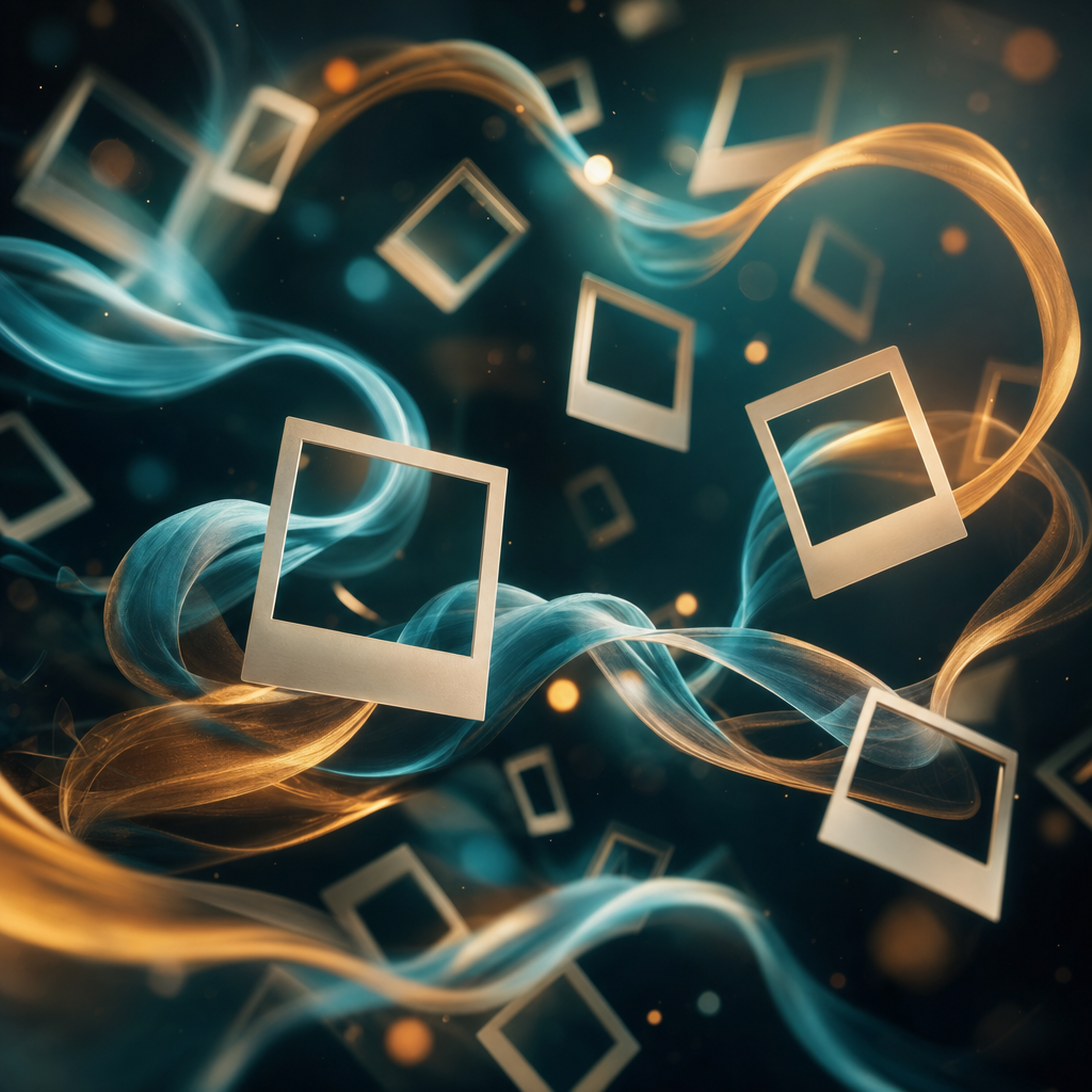Fluid motion ribbons suggesting AI video generation from references
