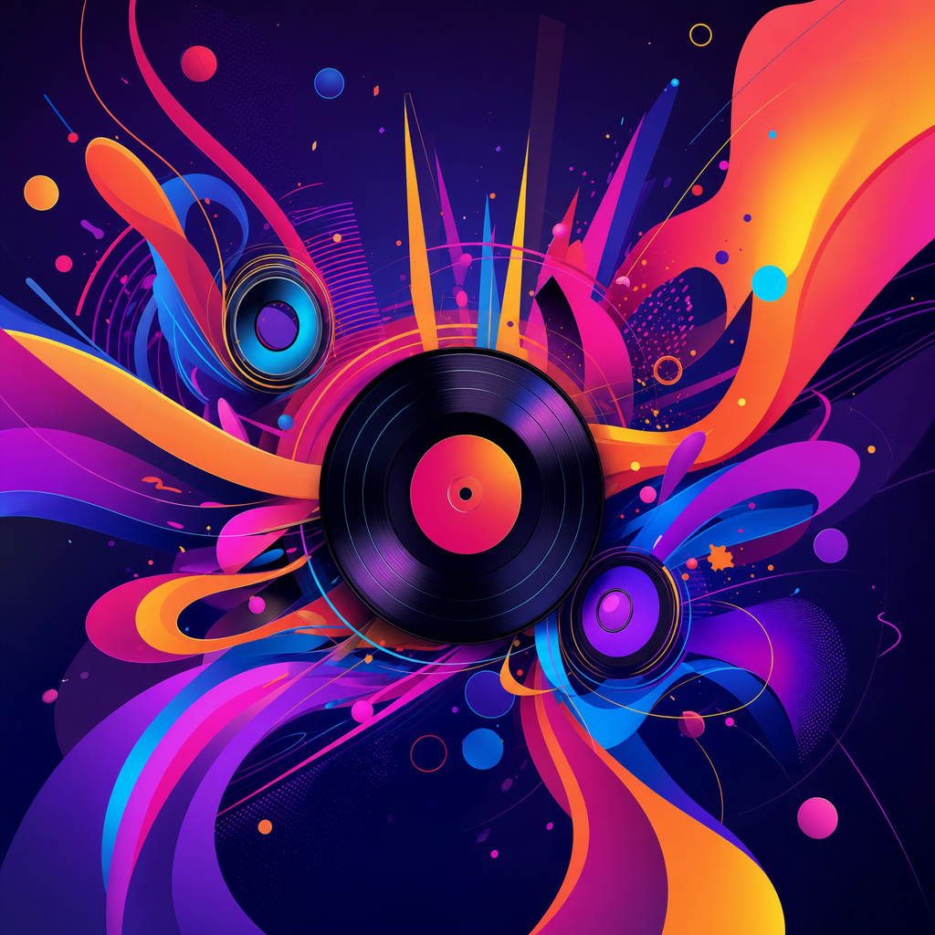 Energetic abstract visualization of original music for advertising
